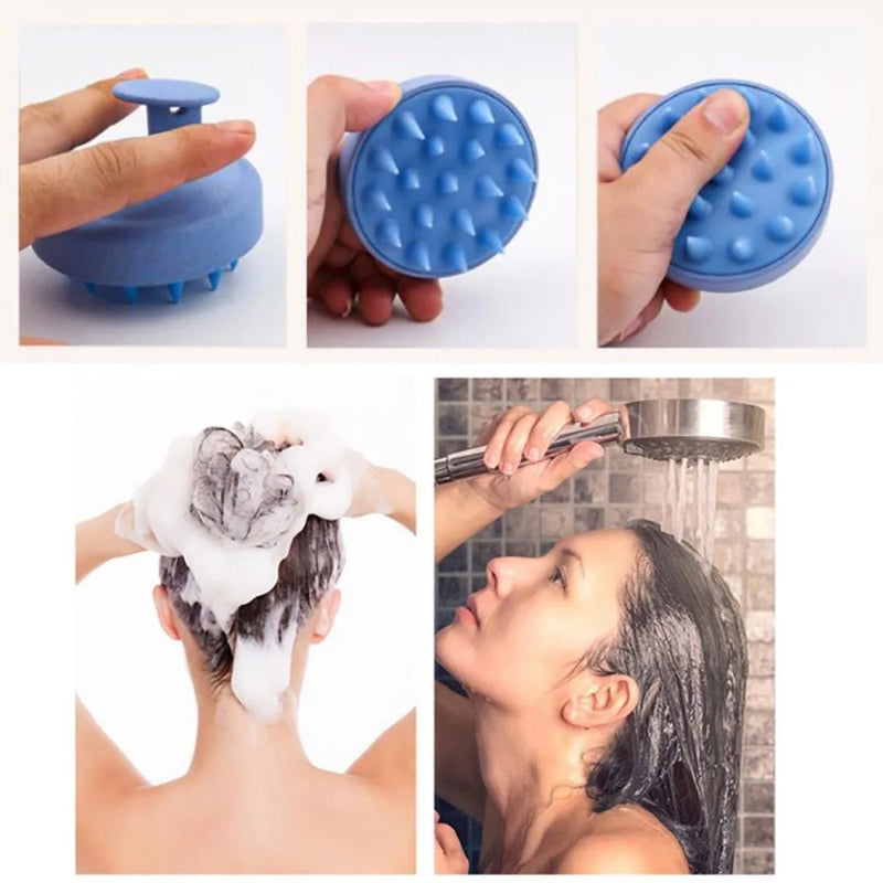 Massageador de Silicone para Cabeça - Relaxamento e Limpeza em um Só Produto