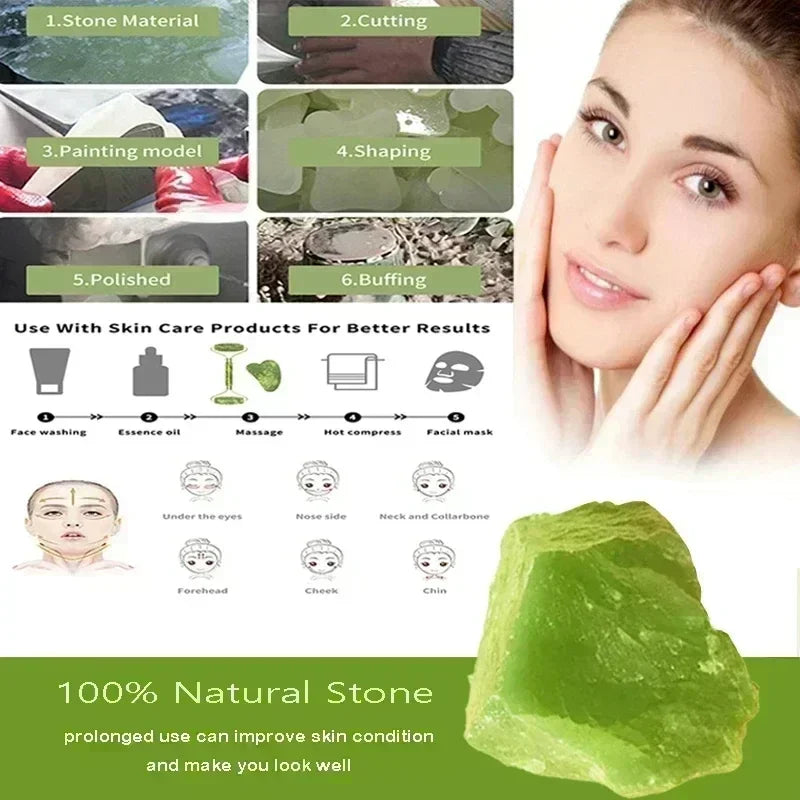 Rolo de Jade Natural e Ferramenta Gua Sha – Cuide da Sua Pele com Elegância e Eficácia